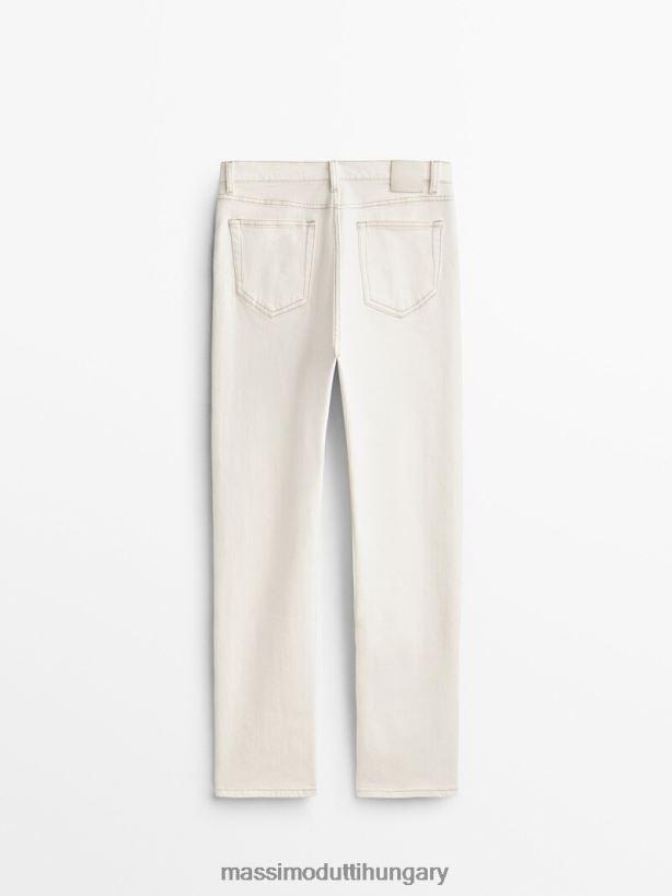 egyenes derékközépig érő farmernadrág krém nők NXX8V8357 Massimo Dutti