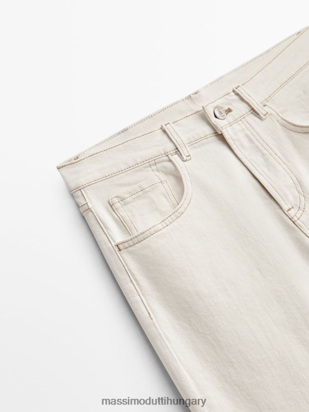 egyenes derékközépig érő farmernadrág krém nők NXX8V8357 Massimo Dutti