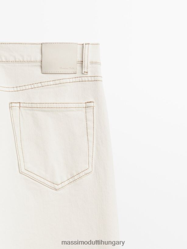 egyenes derékközépig érő farmernadrág krém nők NXX8V8357 Massimo Dutti