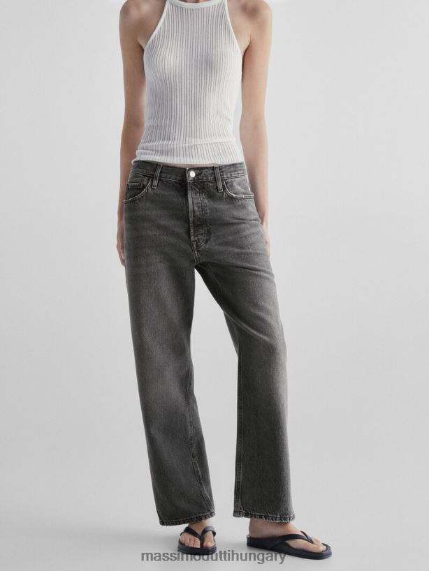 egyenes fazonú, magas derekú farmernadrág faszén nők NXX8V8354 Massimo Dutti