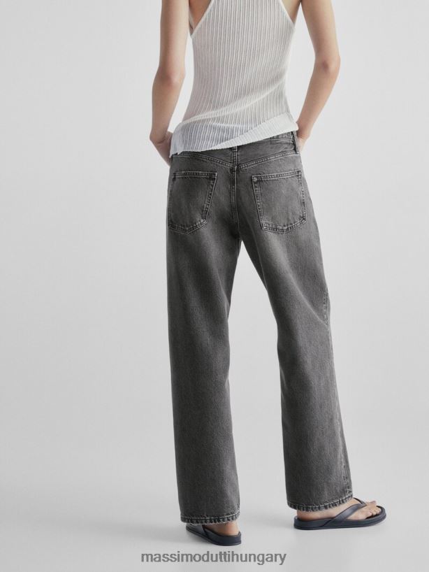 egyenes fazonú, magas derekú farmernadrág faszén nők NXX8V8354 Massimo Dutti