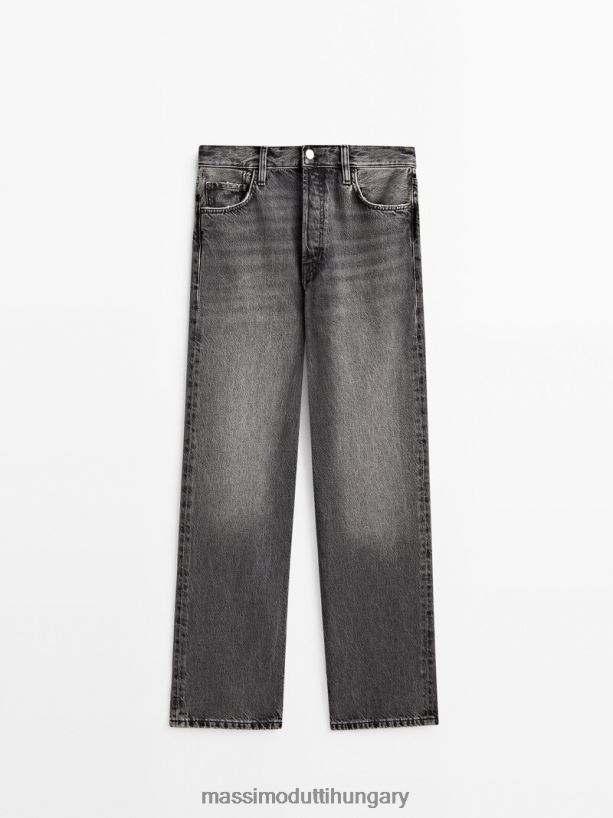 egyenes fazonú, magas derekú farmernadrág faszén nők NXX8V8354 Massimo Dutti