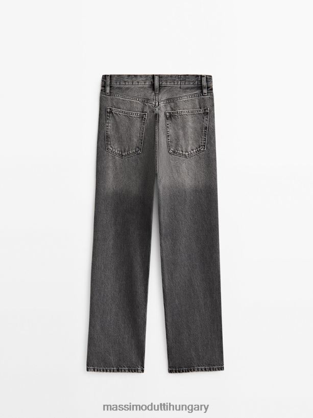 egyenes fazonú, magas derekú farmernadrág faszén nők NXX8V8354 Massimo Dutti