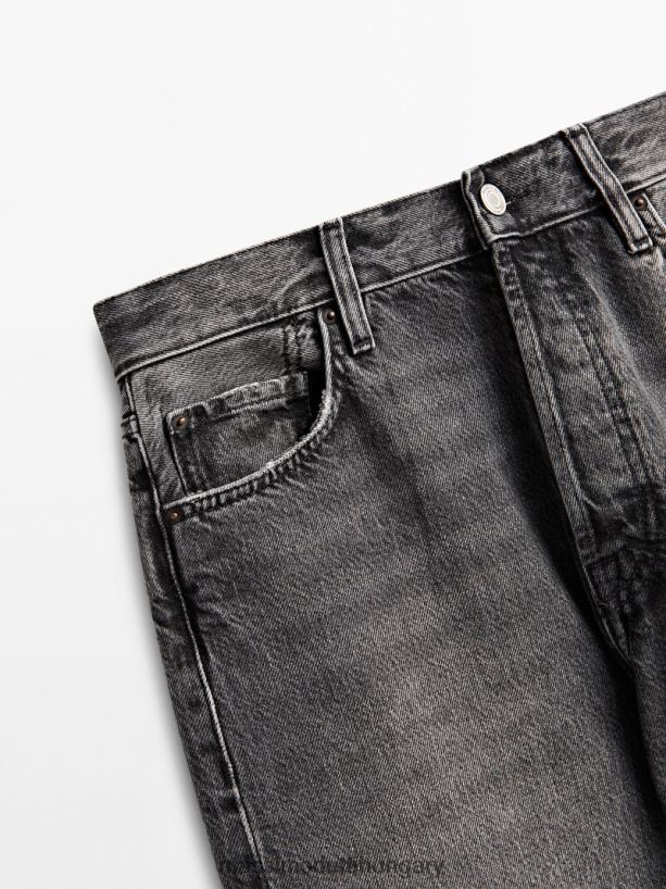 egyenes fazonú, magas derekú farmernadrág faszén nők NXX8V8354 Massimo Dutti