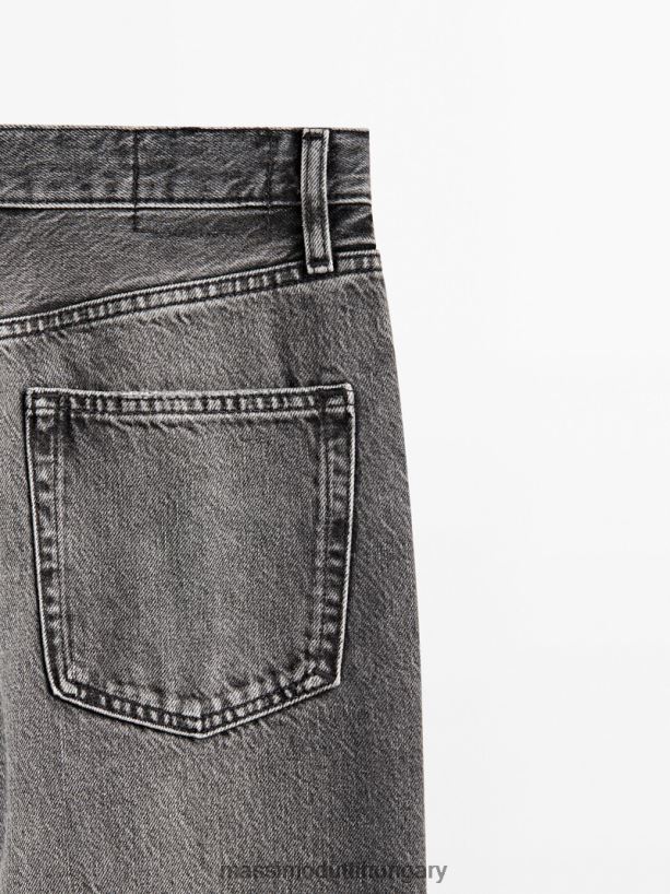 egyenes fazonú, magas derekú farmernadrág faszén nők NXX8V8354 Massimo Dutti