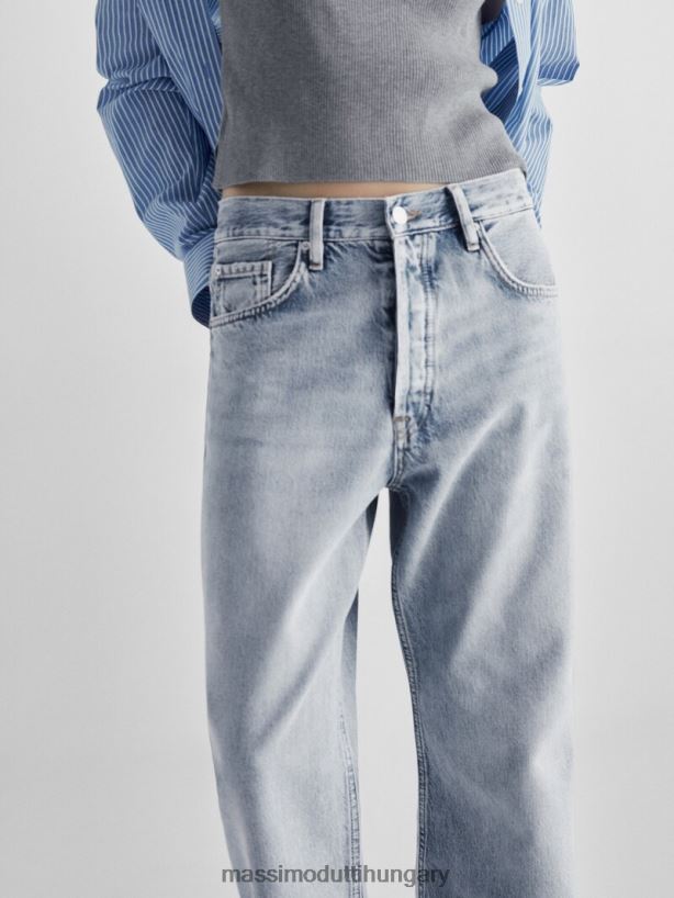 egyenes fazonú, magas derekú farmernadrág világoskék nők NXX8V8355 Massimo Dutti