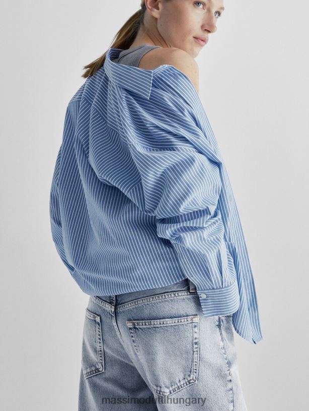 egyenes fazonú, magas derekú farmernadrág világoskék nők NXX8V8355 Massimo Dutti