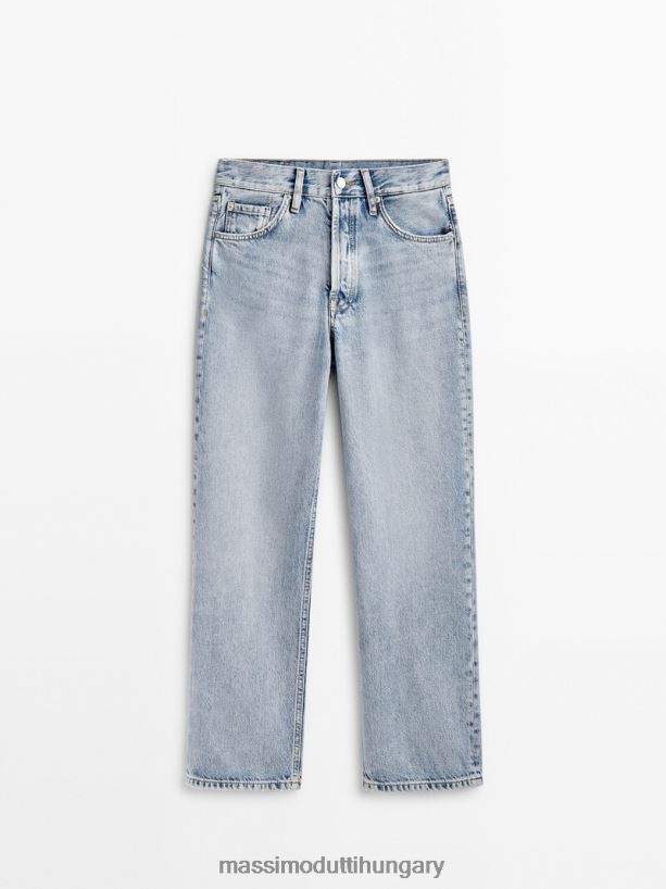 egyenes fazonú, magas derekú farmernadrág világoskék nők NXX8V8355 Massimo Dutti