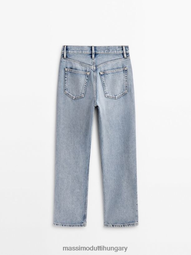 egyenes fazonú, magas derekú farmernadrág világoskék nők NXX8V8355 Massimo Dutti