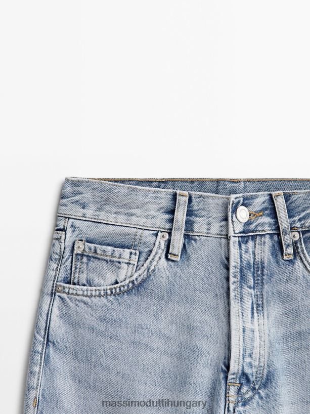 egyenes fazonú, magas derekú farmernadrág világoskék nők NXX8V8355 Massimo Dutti