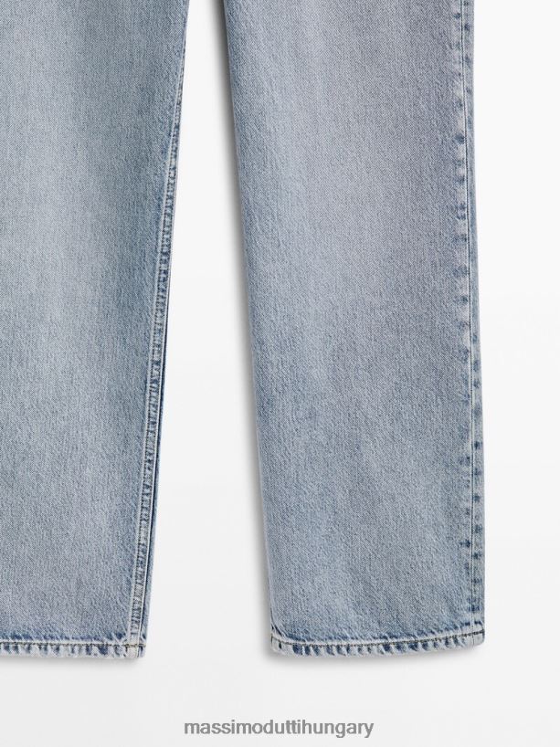 egyenes fazonú, magas derekú farmernadrág világoskék nők NXX8V8355 Massimo Dutti