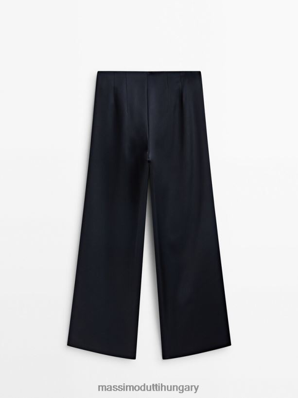 egyenes sötétkék szatén nadrág sötétkék nők NXX8V8330 Massimo Dutti