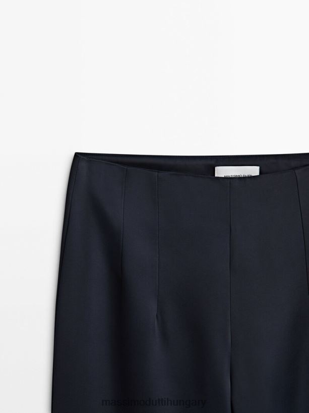 egyenes sötétkék szatén nadrág sötétkék nők NXX8V8330 Massimo Dutti
