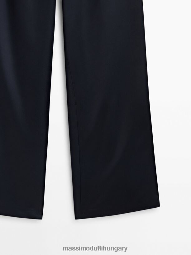 egyenes sötétkék szatén nadrág sötétkék nők NXX8V8330 Massimo Dutti