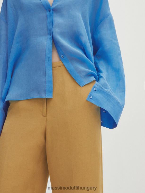 felhajtható szegélyű öltönynadrág mosott nők NXX8V8324 Massimo Dutti