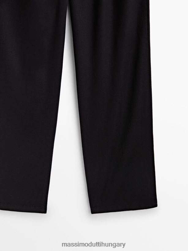 folyékony nadrág lyocell keverékben darts fekete nők NXX8V8336 Massimo Dutti