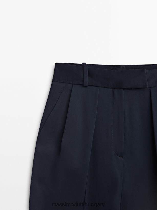 folyós szatén darts nadrág - stúdió sötétkék nők NXX8V8401 Massimo Dutti