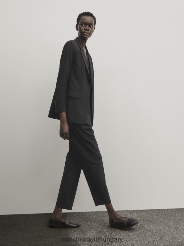 hűvös gyapjúkeverék öltönynadrág fekete nők NXX8V8397 Massimo Dutti