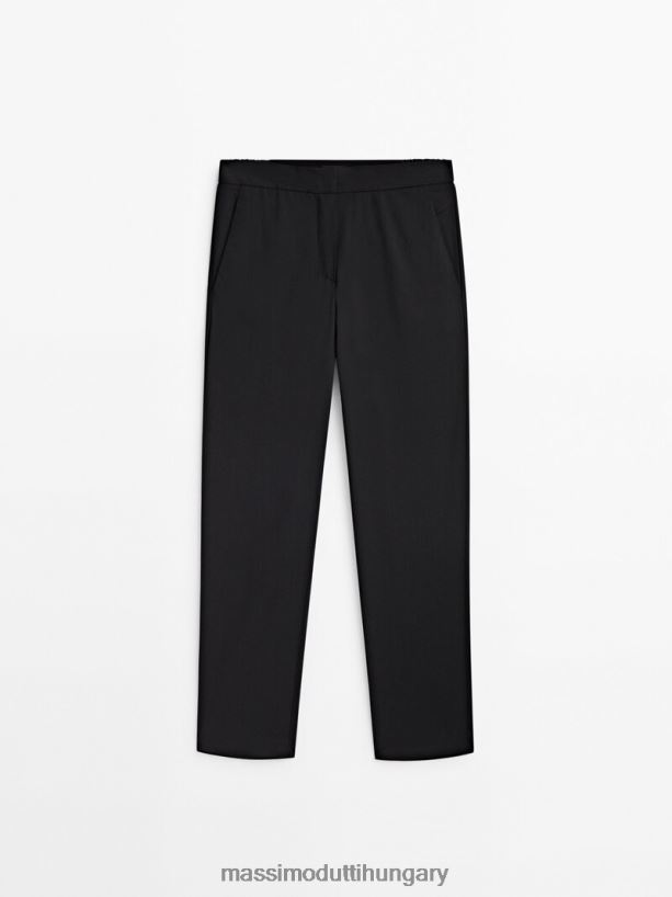 hűvös gyapjúkeverék öltönynadrág fekete nők NXX8V8397 Massimo Dutti