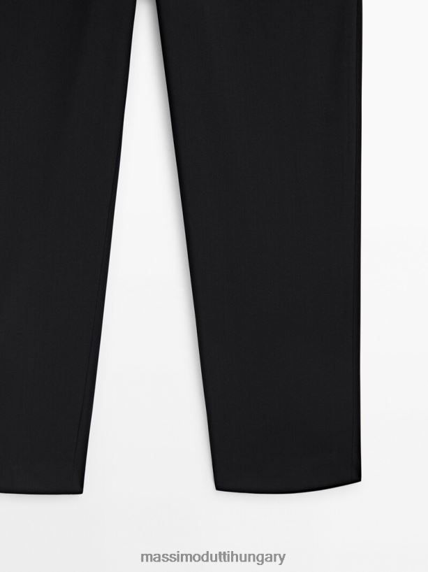 hűvös gyapjúkeverék öltönynadrág fekete nők NXX8V8397 Massimo Dutti