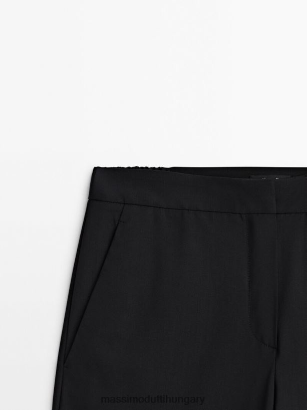 hűvös gyapjúkeverék öltönynadrág fekete nők NXX8V8397 Massimo Dutti