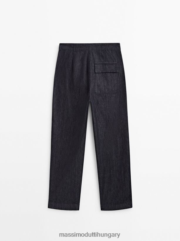 közepes magasságú asztalos farmernadrág sötétkék nők NXX8V8360 Massimo Dutti