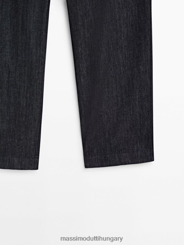 közepes magasságú asztalos farmernadrág sötétkék nők NXX8V8360 Massimo Dutti