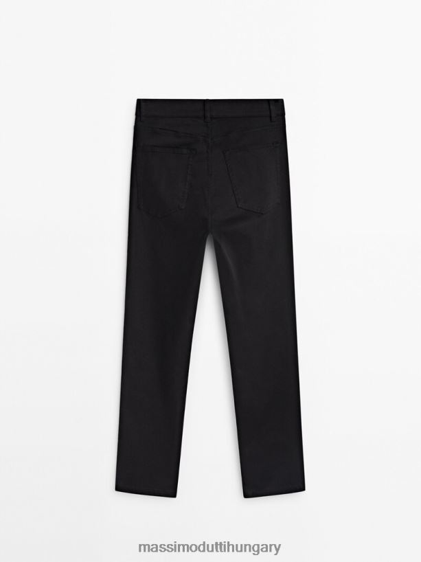 karcsúsított derékközépig szabott nadrág fekete nők NXX8V8353 Massimo Dutti