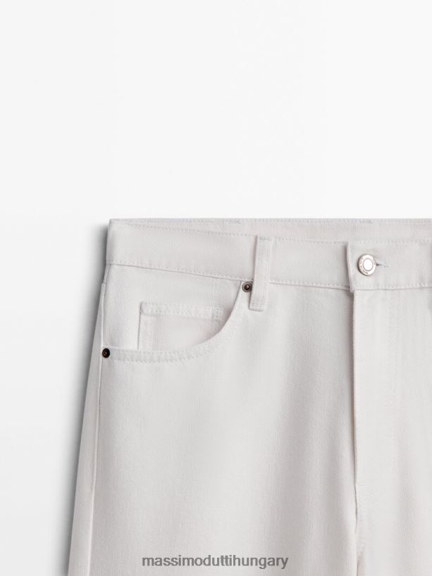 laza, egyenes szabású farmer krém nők NXX8V8320 Massimo Dutti