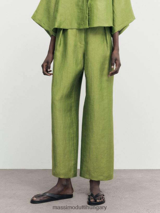 lenkeverékes darts nadrág zöld nők NXX8V8306 Massimo Dutti