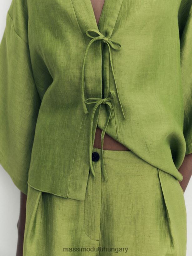 lenkeverékes darts nadrág zöld nők NXX8V8306 Massimo Dutti