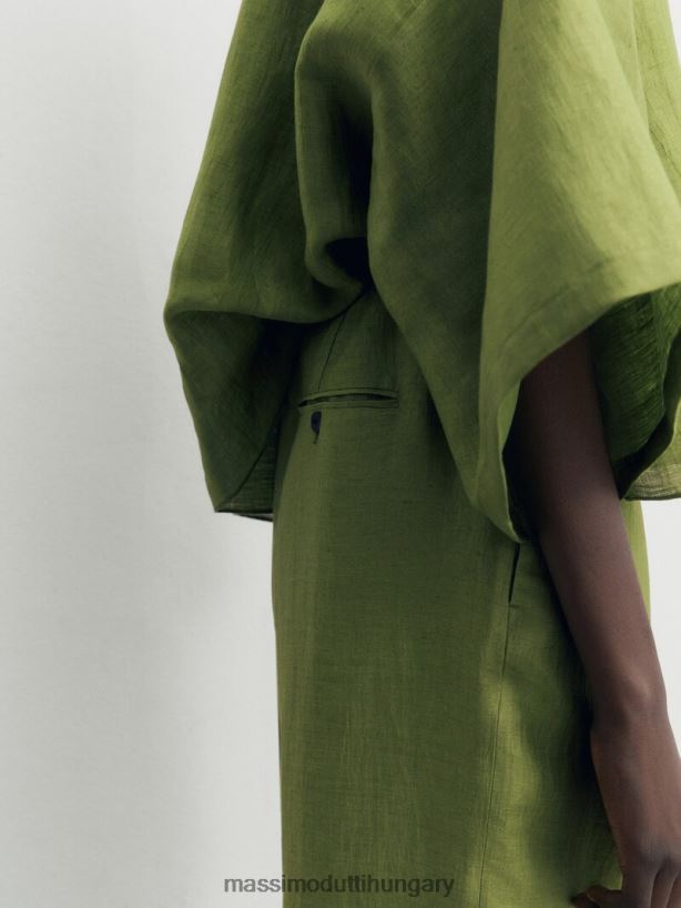 lenkeverékes darts nadrág zöld nők NXX8V8306 Massimo Dutti