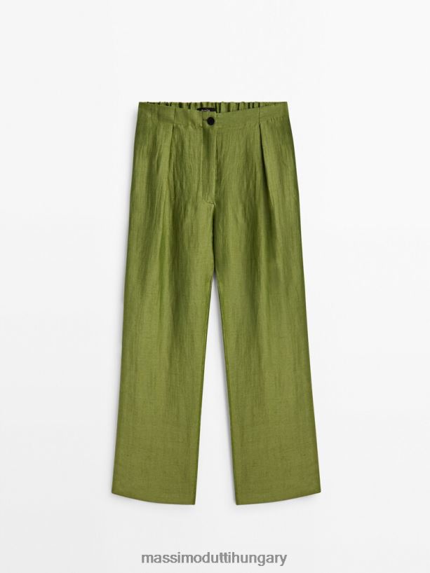 lenkeverékes darts nadrág zöld nők NXX8V8306 Massimo Dutti