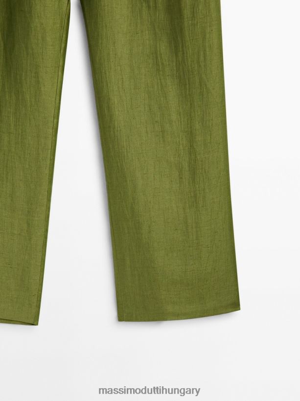 lenkeverékes darts nadrág zöld nők NXX8V8306 Massimo Dutti