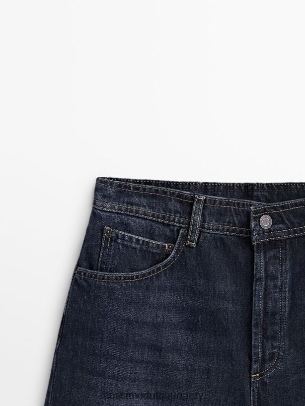 magas derekú farmer rövidnadrág bőr zsebbel közepes kék nők NXX8V8362 Massimo Dutti