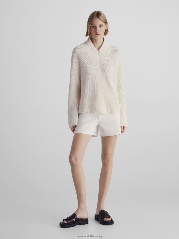 magas derekú farmer rövidnadrág krém nők NXX8V8361 Massimo Dutti