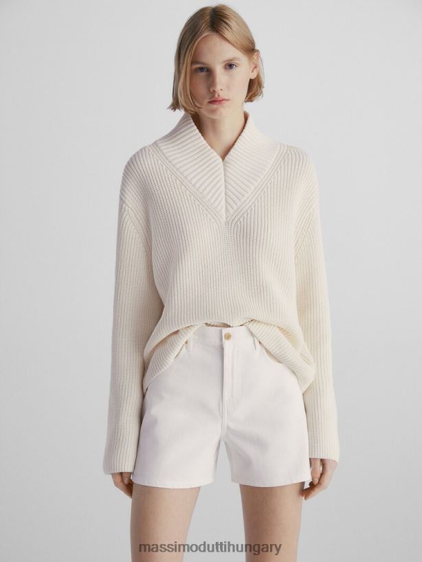 magas derekú farmer rövidnadrág krém nők NXX8V8361 Massimo Dutti