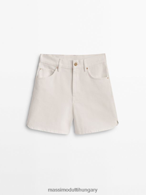 magas derekú farmer rövidnadrág krém nők NXX8V8361 Massimo Dutti