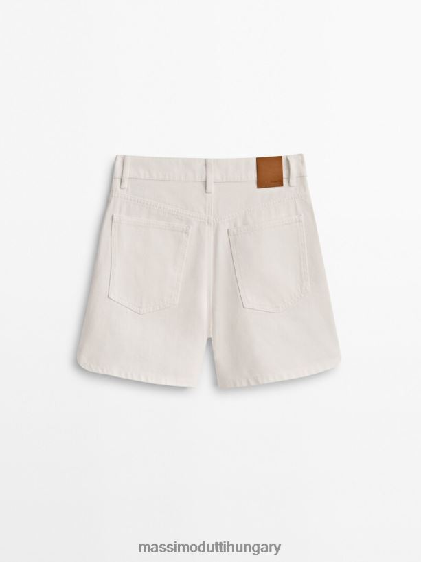 magas derekú farmer rövidnadrág krém nők NXX8V8361 Massimo Dutti