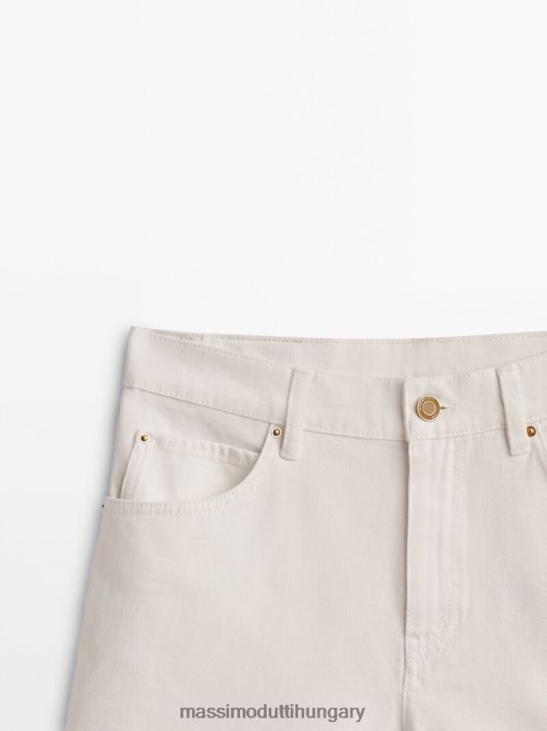 magas derekú farmer rövidnadrág krém nők NXX8V8361 Massimo Dutti