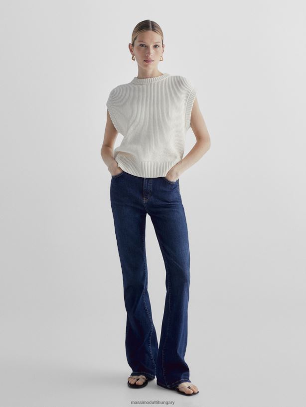 magas derekú vékony, lobogó farmernadrág közepes kék nők NXX8V8358 Massimo Dutti