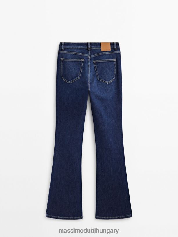 magas derekú vékony, lobogó farmernadrág közepes kék nők NXX8V8358 Massimo Dutti