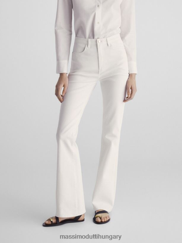 magas derekú vékony, lobogó farmernadrág krém nők NXX8V8359 Massimo Dutti