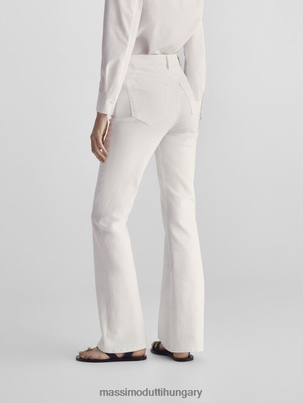 magas derekú vékony, lobogó farmernadrág krém nők NXX8V8359 Massimo Dutti