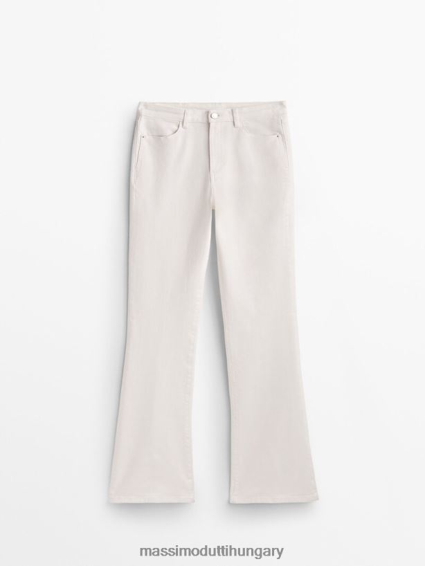 magas derekú vékony, lobogó farmernadrág krém nők NXX8V8359 Massimo Dutti