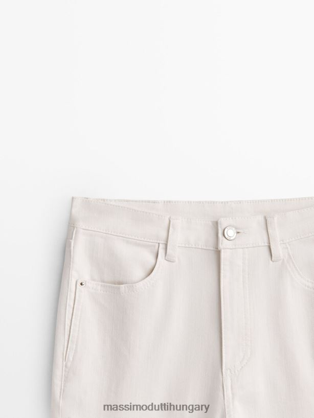 magas derekú vékony, lobogó farmernadrág krém nők NXX8V8359 Massimo Dutti