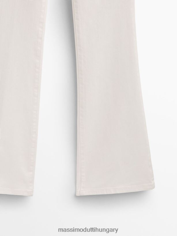 magas derekú vékony, lobogó farmernadrág krém nők NXX8V8359 Massimo Dutti