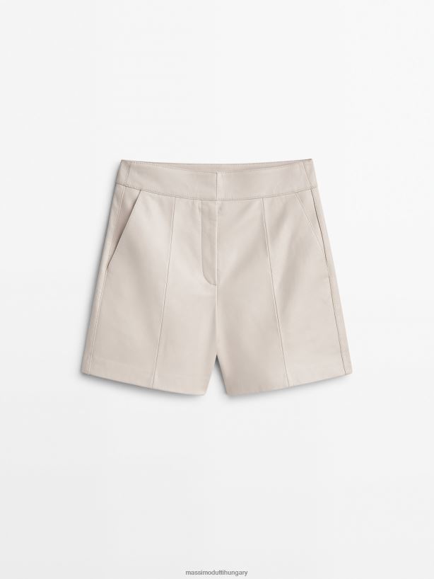 nappa bőr bermuda nadrág darts fehér nők NXX8V8303 Massimo Dutti