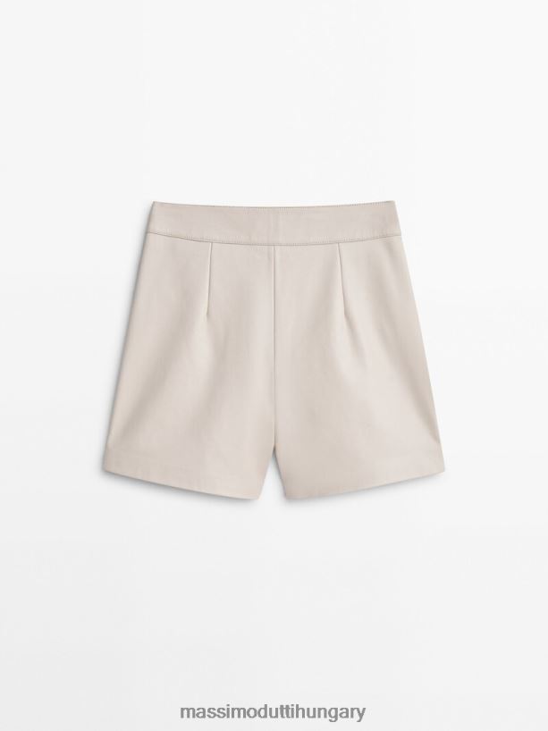 nappa bőr bermuda nadrág darts fehér nők NXX8V8303 Massimo Dutti