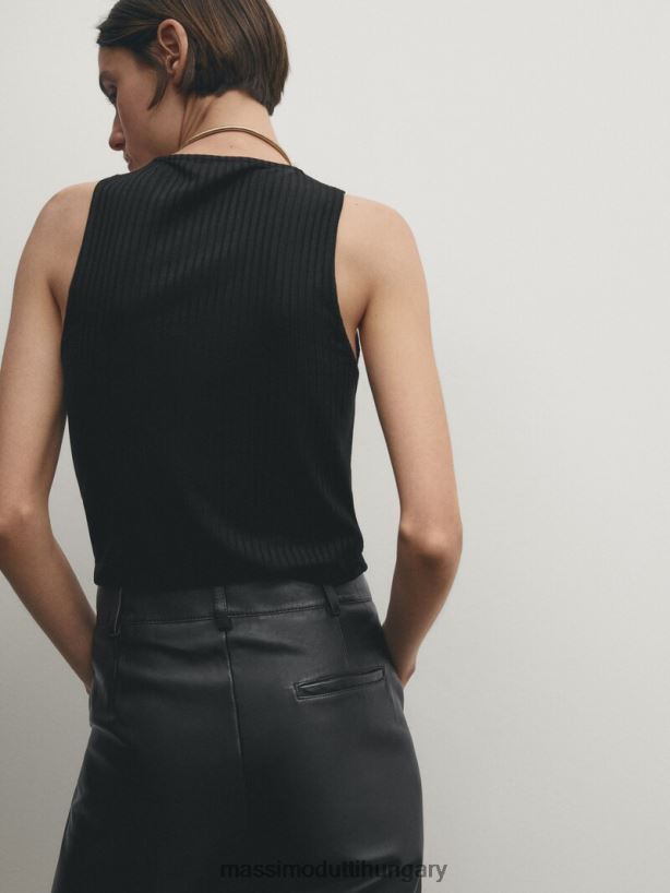 nappa bőr chino nadrág fekete nők NXX8V8299 Massimo Dutti